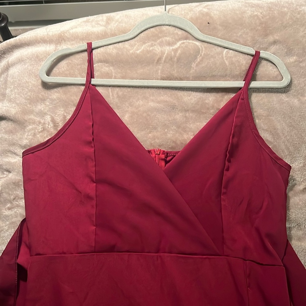 Red spaghetti strap dress with tie